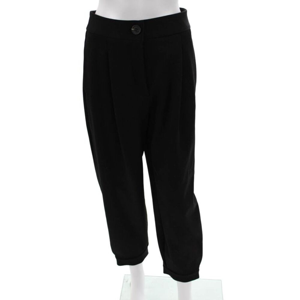 Zara Womens Cropped Harem Pants Black Polyester Button Size S